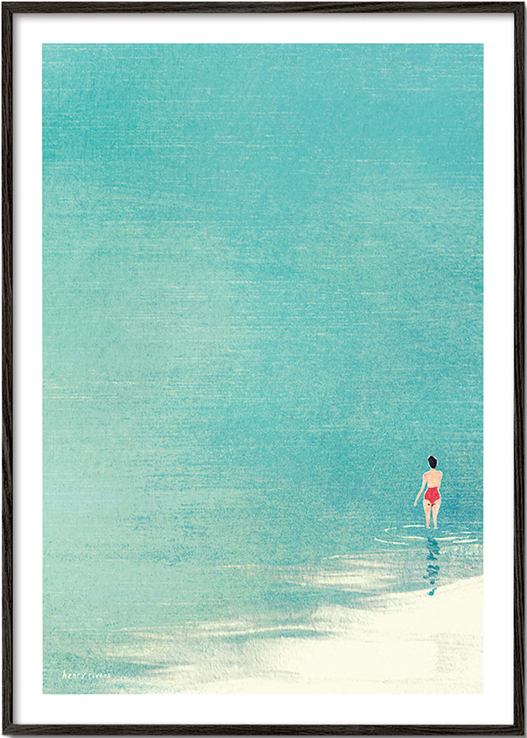 Landskabskunst: bader ved rolig horisont – Black Frame