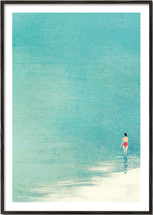 Landskabskunst: bader ved rolig horisont – Black Frame