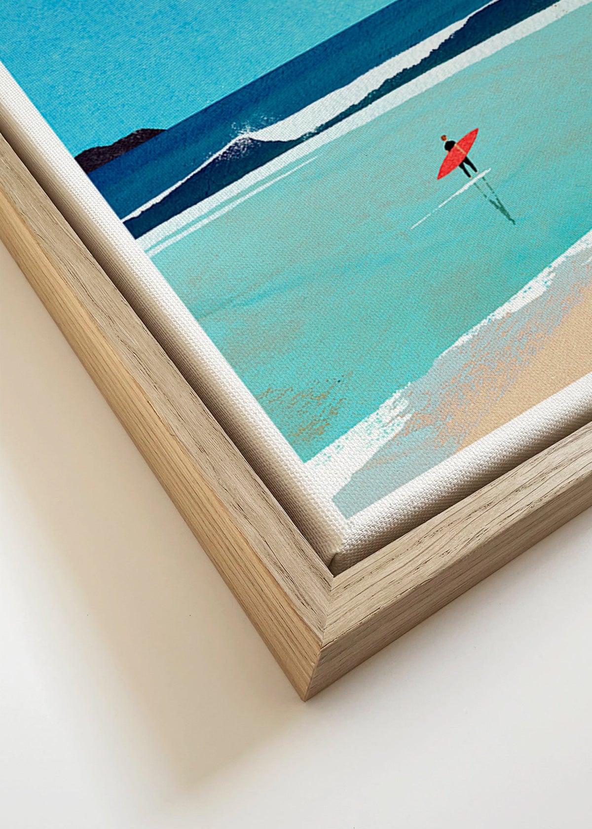 Sportkunst: surfer ved kysten – Canvas detail