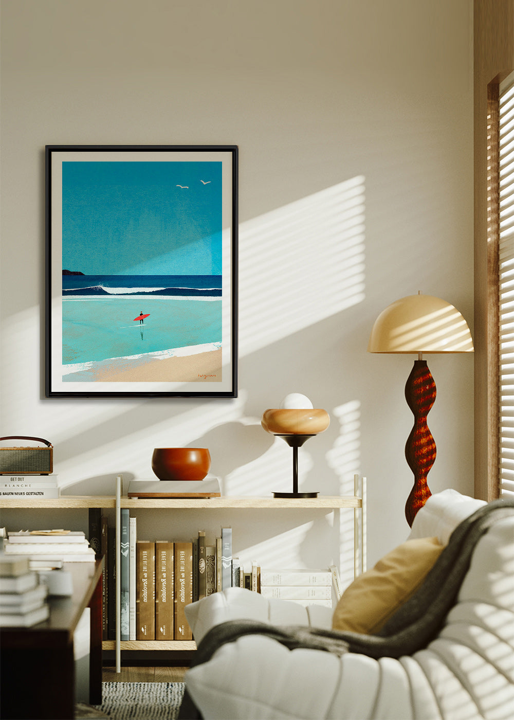 Sportkunst: surfer ved kysten – Canvas1