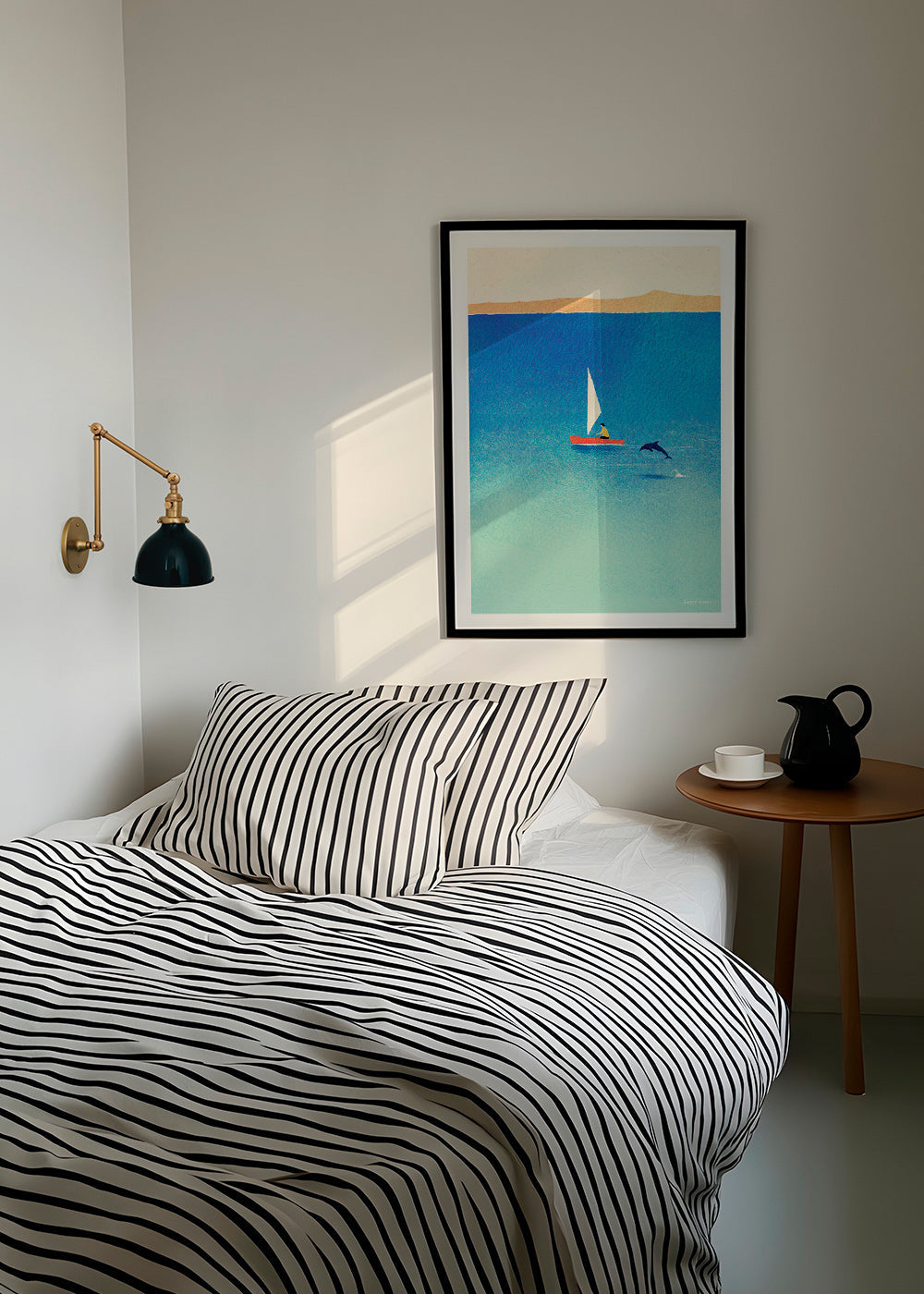 Kunst med delfin og sejlbåd på blåt hav – Product2