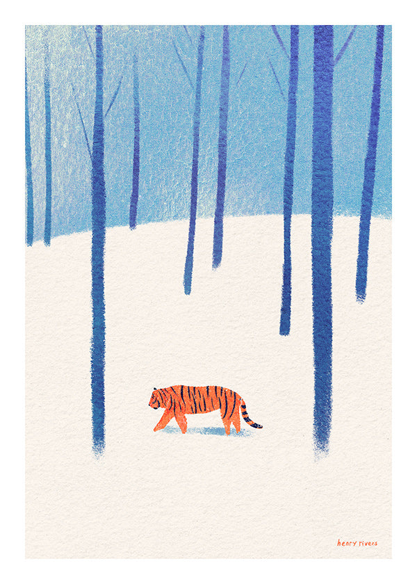 Plakat tiger i sneen