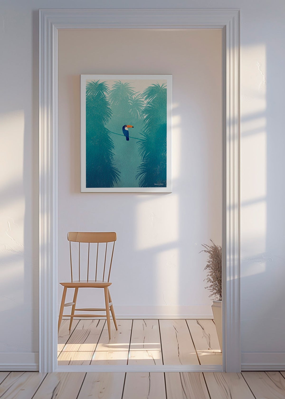 Tukan på tropisk gren plakat – Canvas