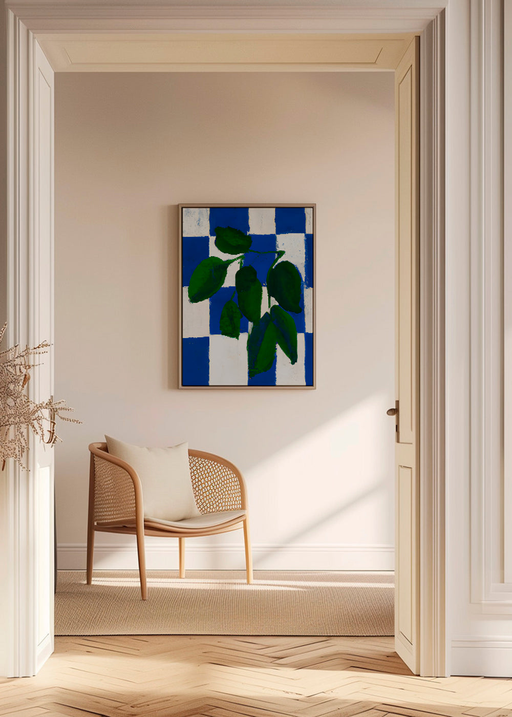 Botanisk plakat grønne blade på fliser
