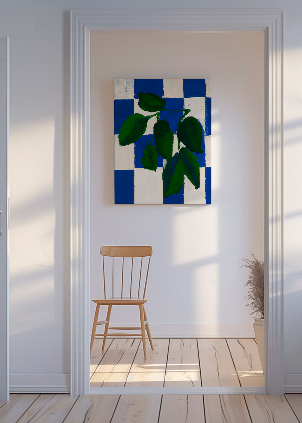 Botanisk plakat grønne blade på fliser