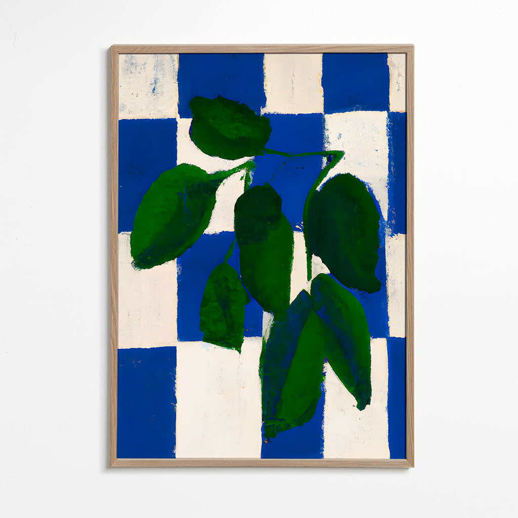 Botanisk plakat grønne blade på fliser