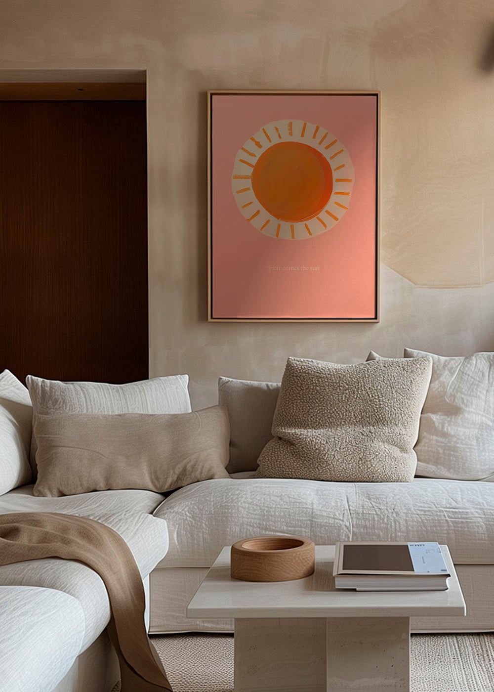 Illustration sol minimal i rosa