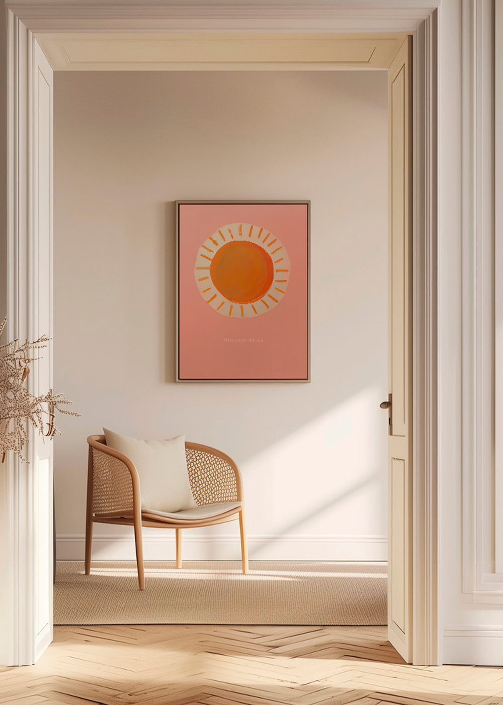 Illustration sol minimal i rosa