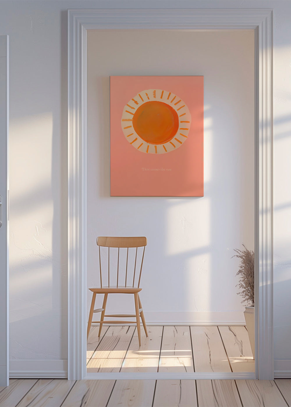 Illustration sol minimal i rosa