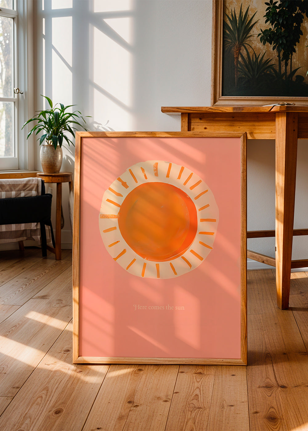 Illustration sol minimal i rosa