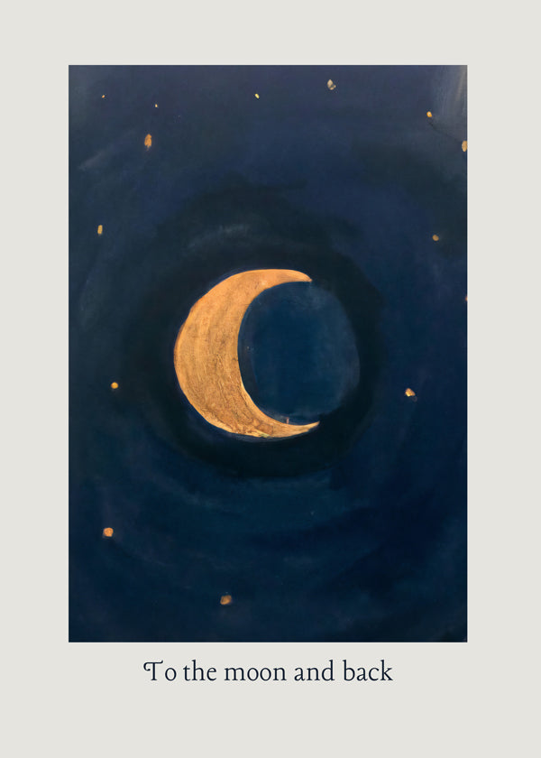 Måneillustration med gyldent halvmåne