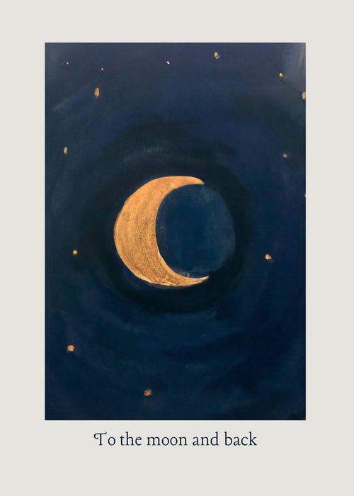 Måneillustration med gyldent halvmåne