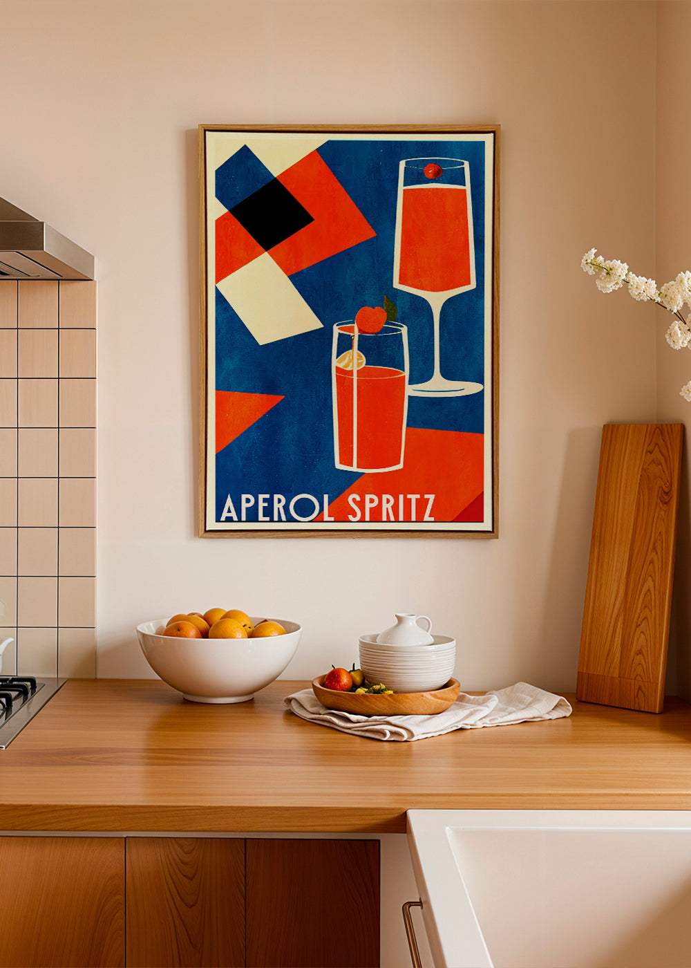 Køkkenkunst Aperol Spritz geometrisk plakat
