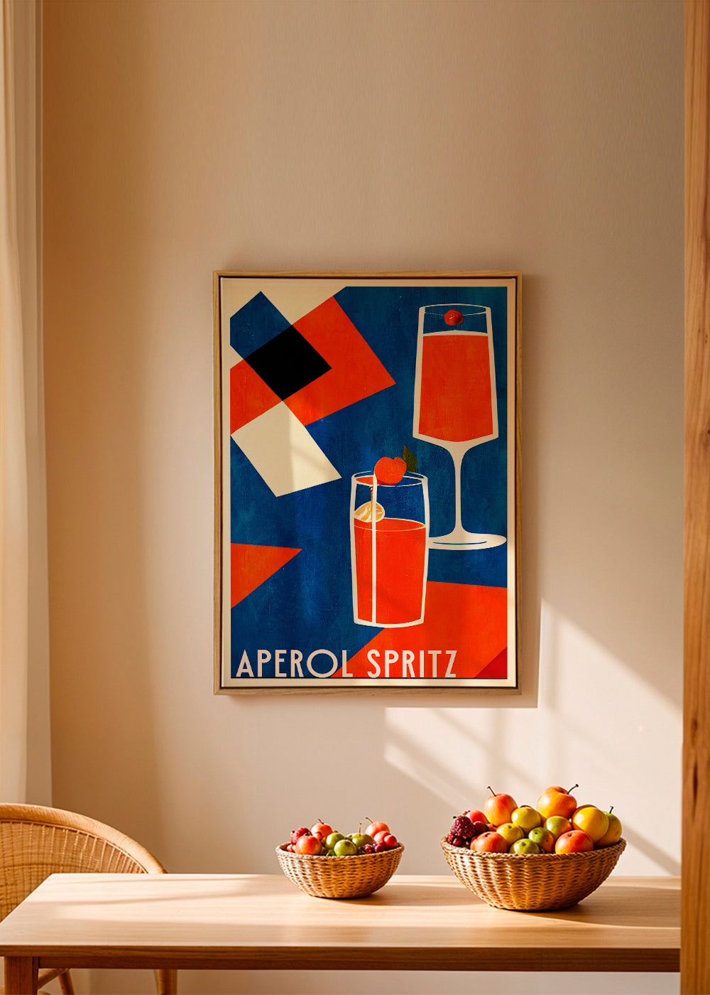 Køkkenkunst Aperol Spritz geometrisk plakat