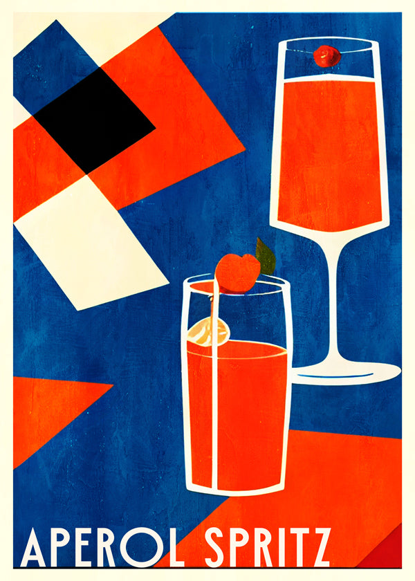 Køkkenkunst Aperol Spritz geometrisk plakat