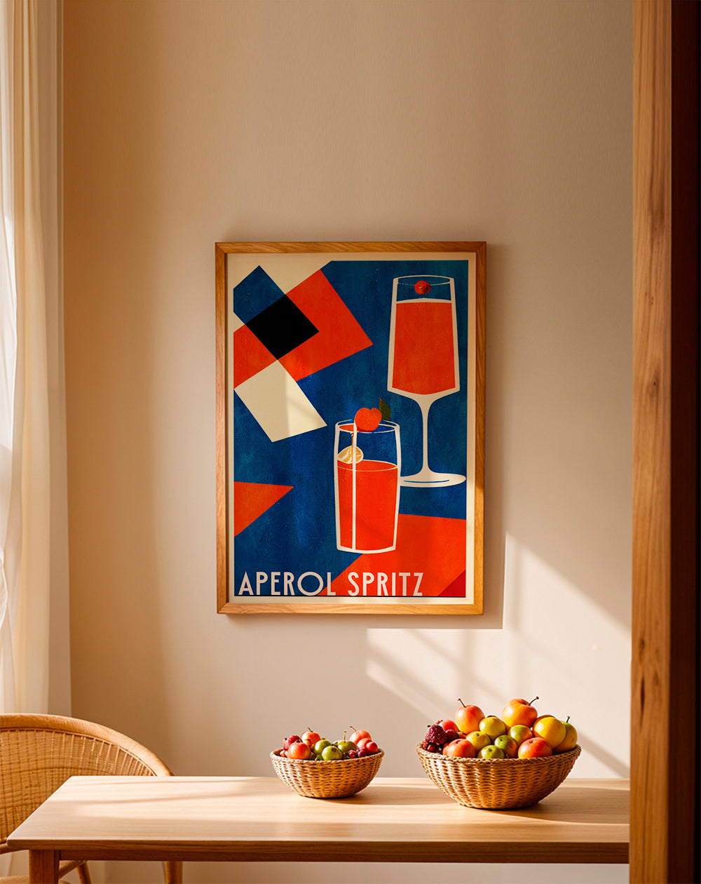 Køkkenkunst Aperol Spritz geometrisk plakat