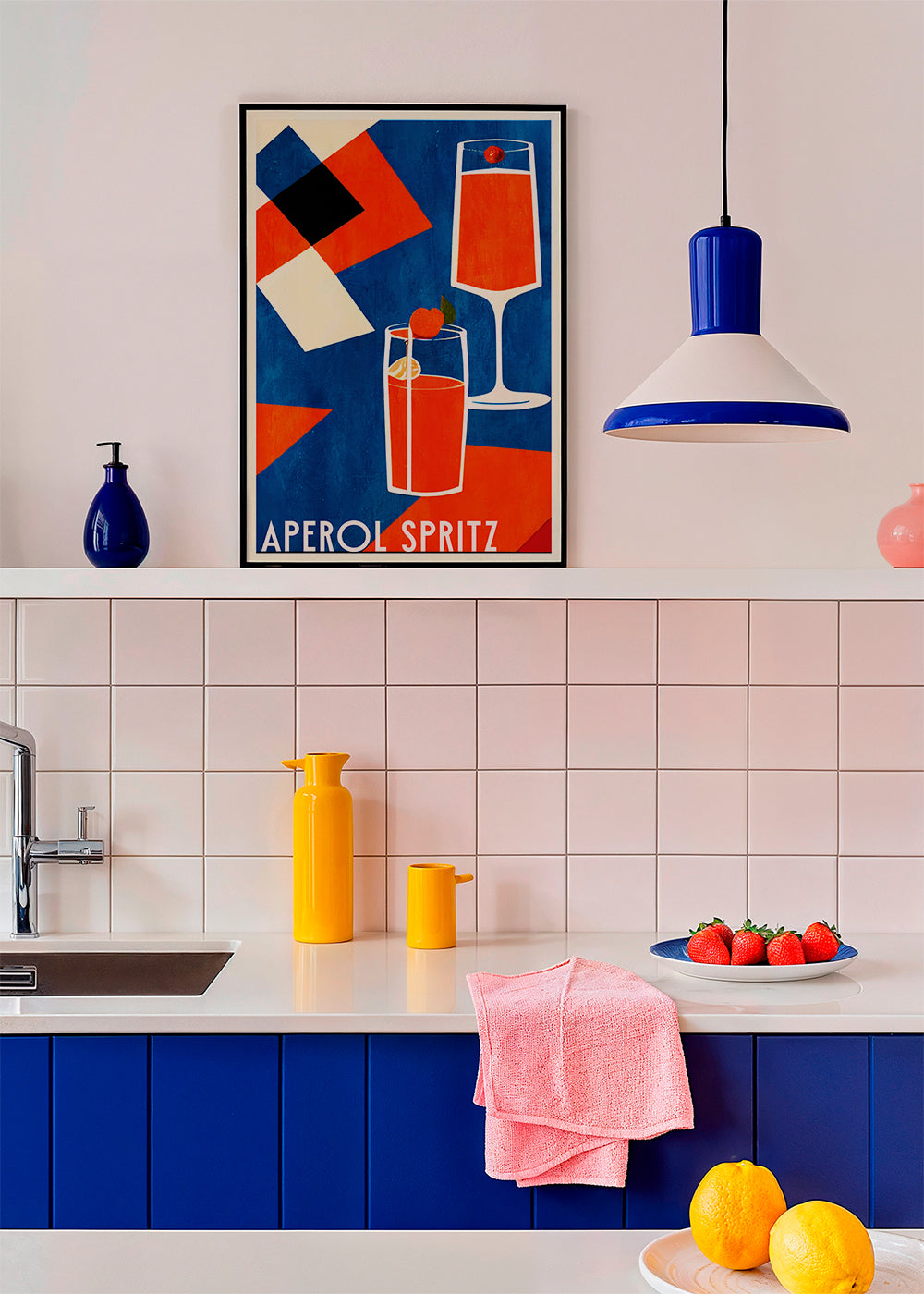 Køkkenkunst Aperol Spritz geometrisk plakat