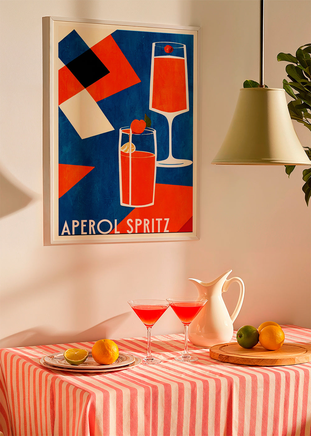 Køkkenkunst Aperol Spritz geometrisk plakat