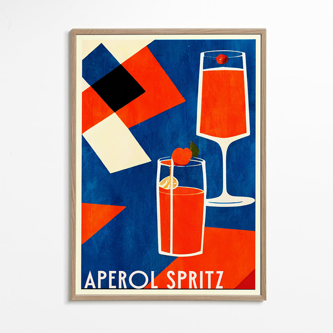 Køkkenkunst Aperol Spritz geometrisk plakat