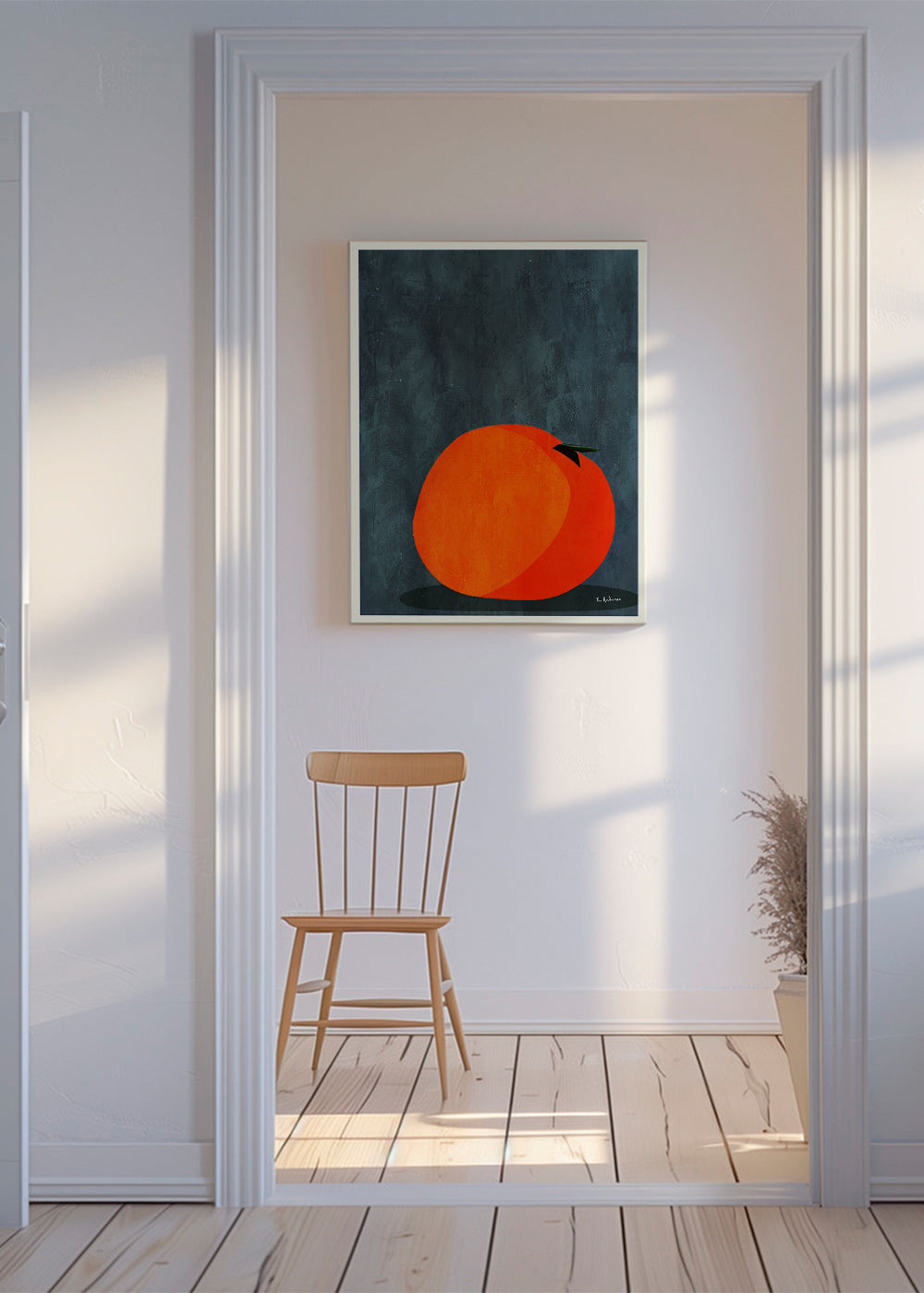 Køkkenkunst: orange minimalist på mørk tekstur