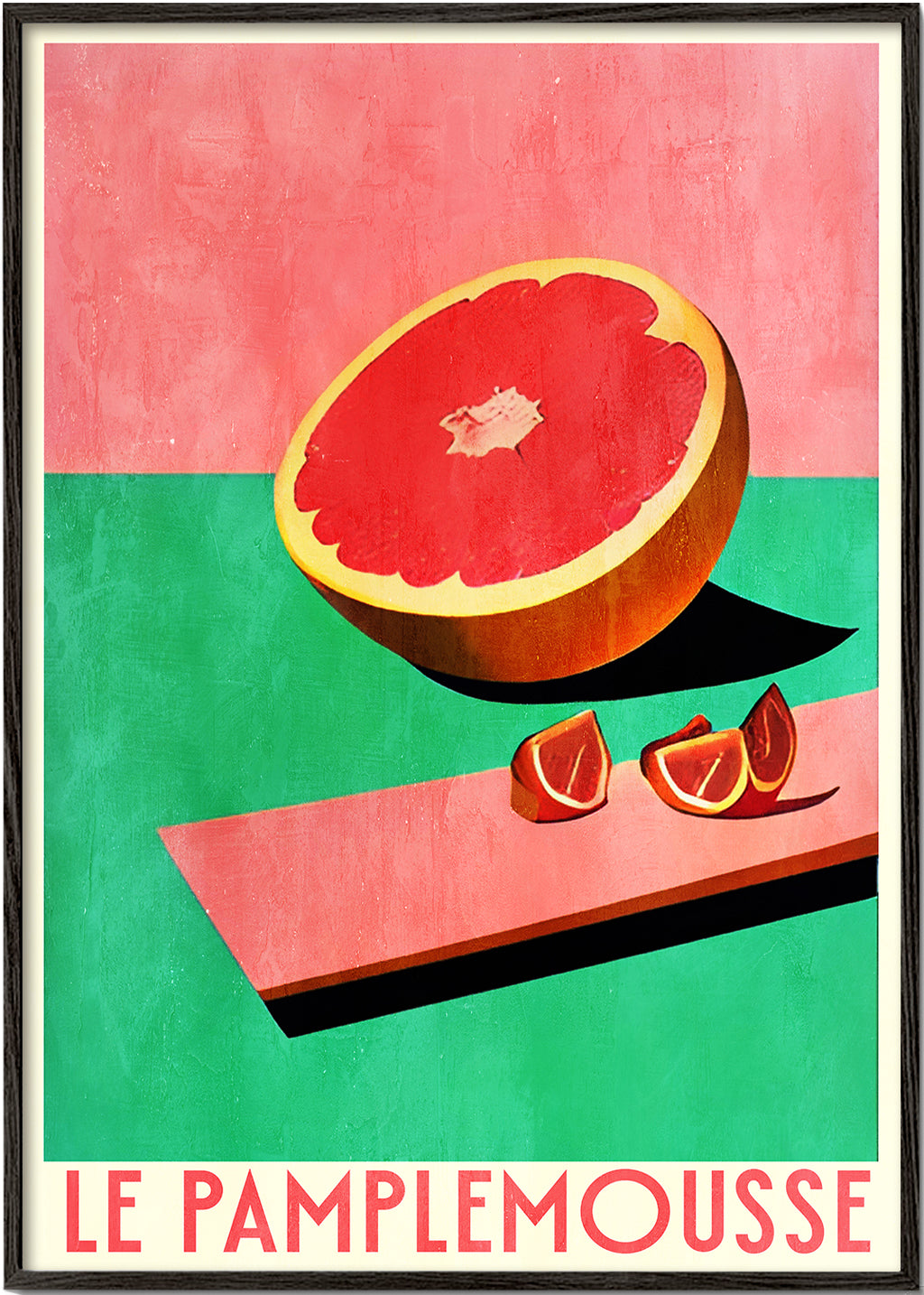 Køkkenkunst med grapefrugt i retroplakatstil