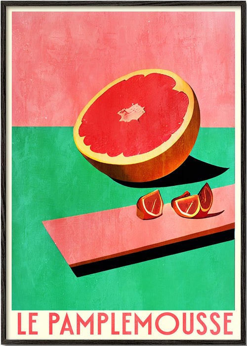 Køkkenkunst med grapefrugt i retroplakatstil