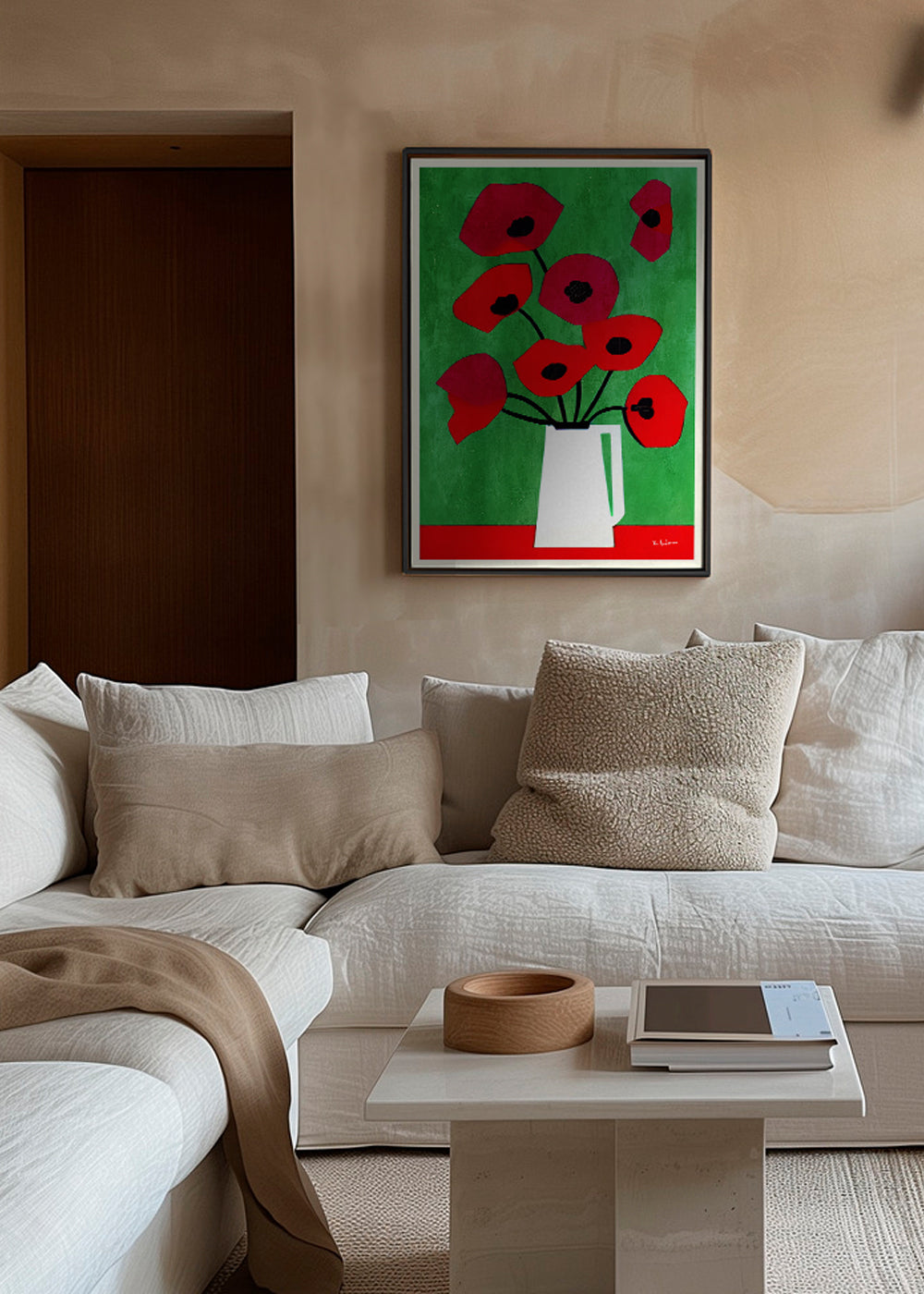 Botanisk plakat med røde valmuer