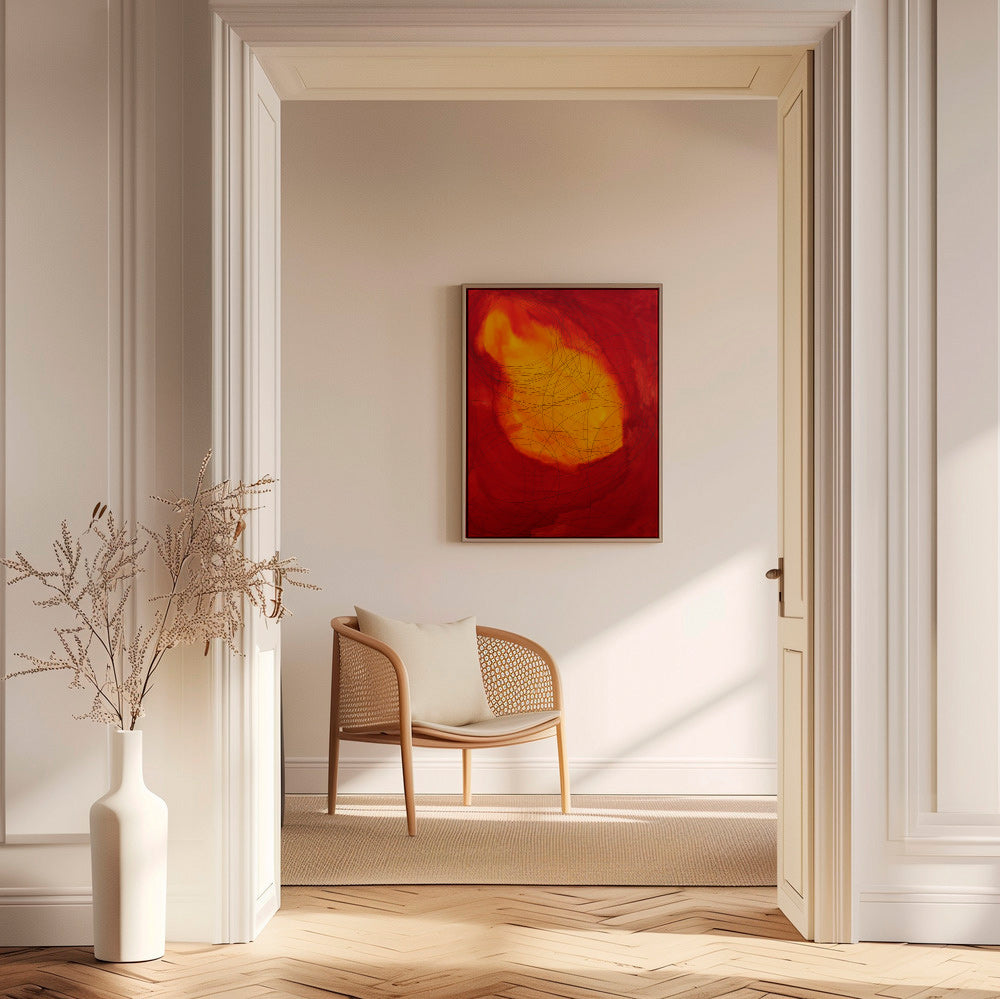 Abstrakt billede i rød og gul – Canvas1