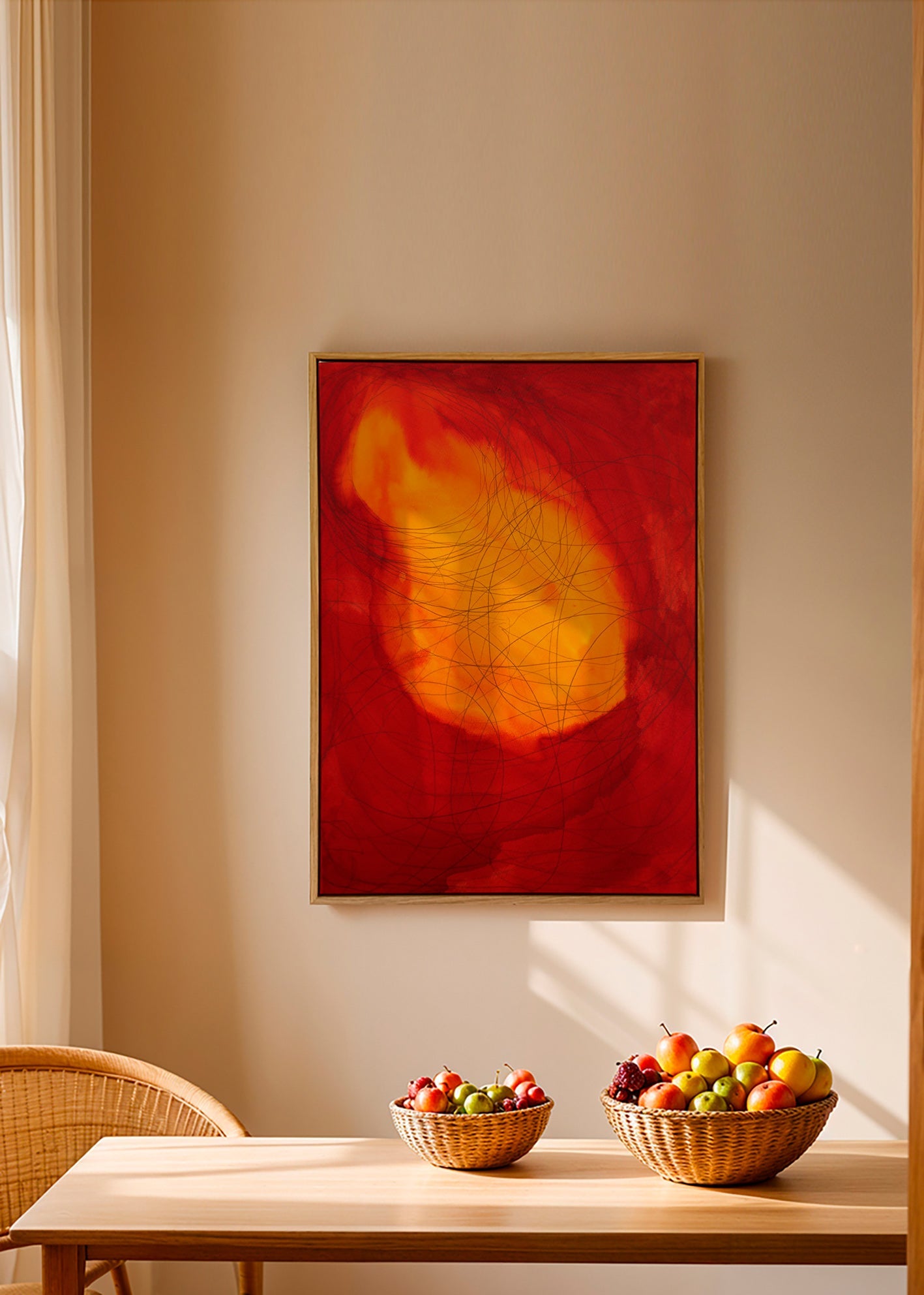 Abstrakt billede i rød og gul – Canvas2