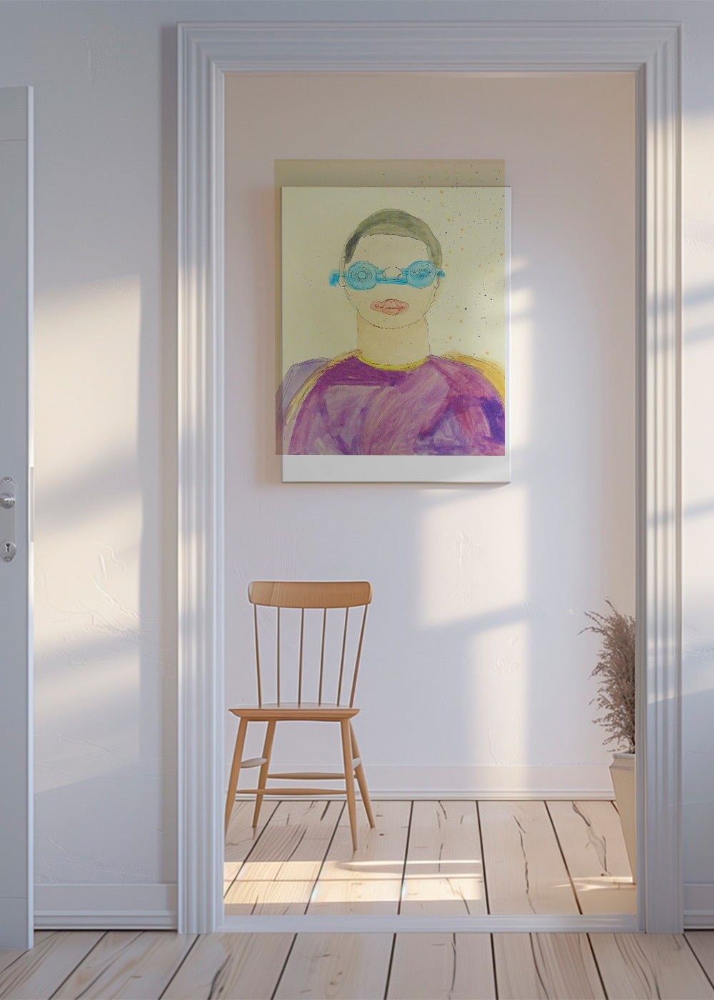 Illustration portræt med blå briller