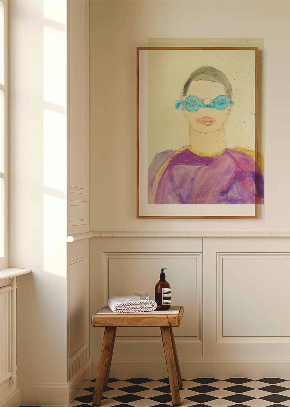 Illustration portræt med blå briller