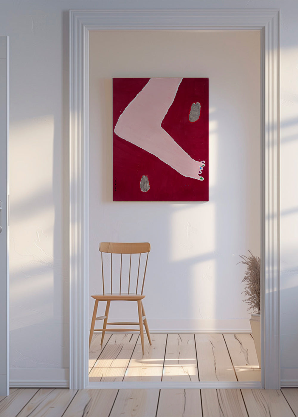 Illustration fod minimalistisk på vinrød baggrund