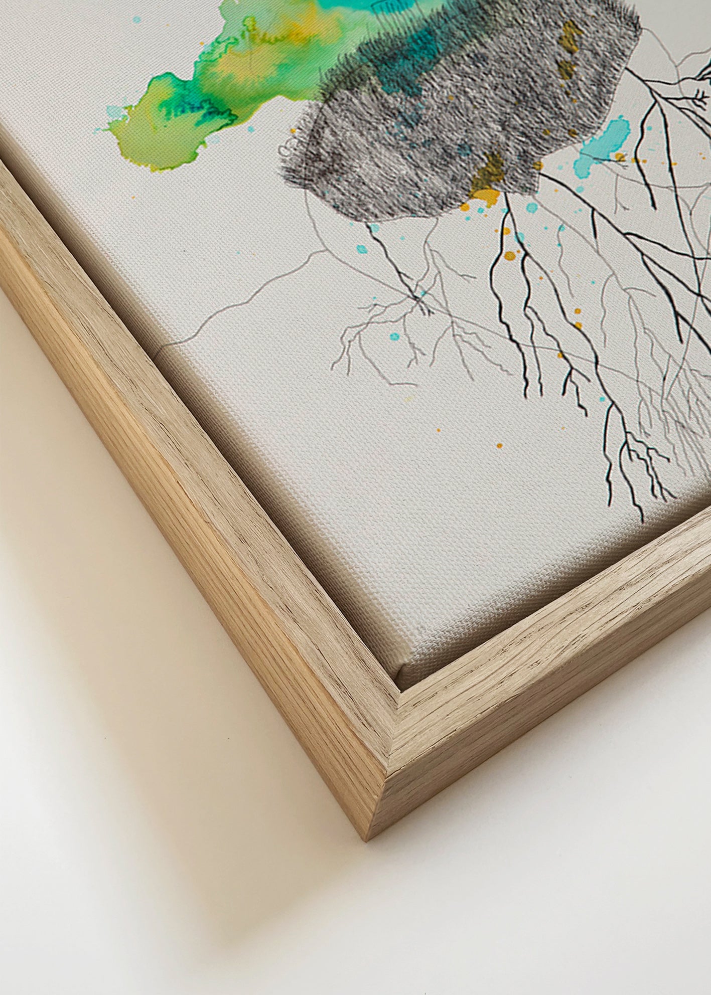 Botanisk plakat træ og rødder blæk og akvarel – Canvas detail