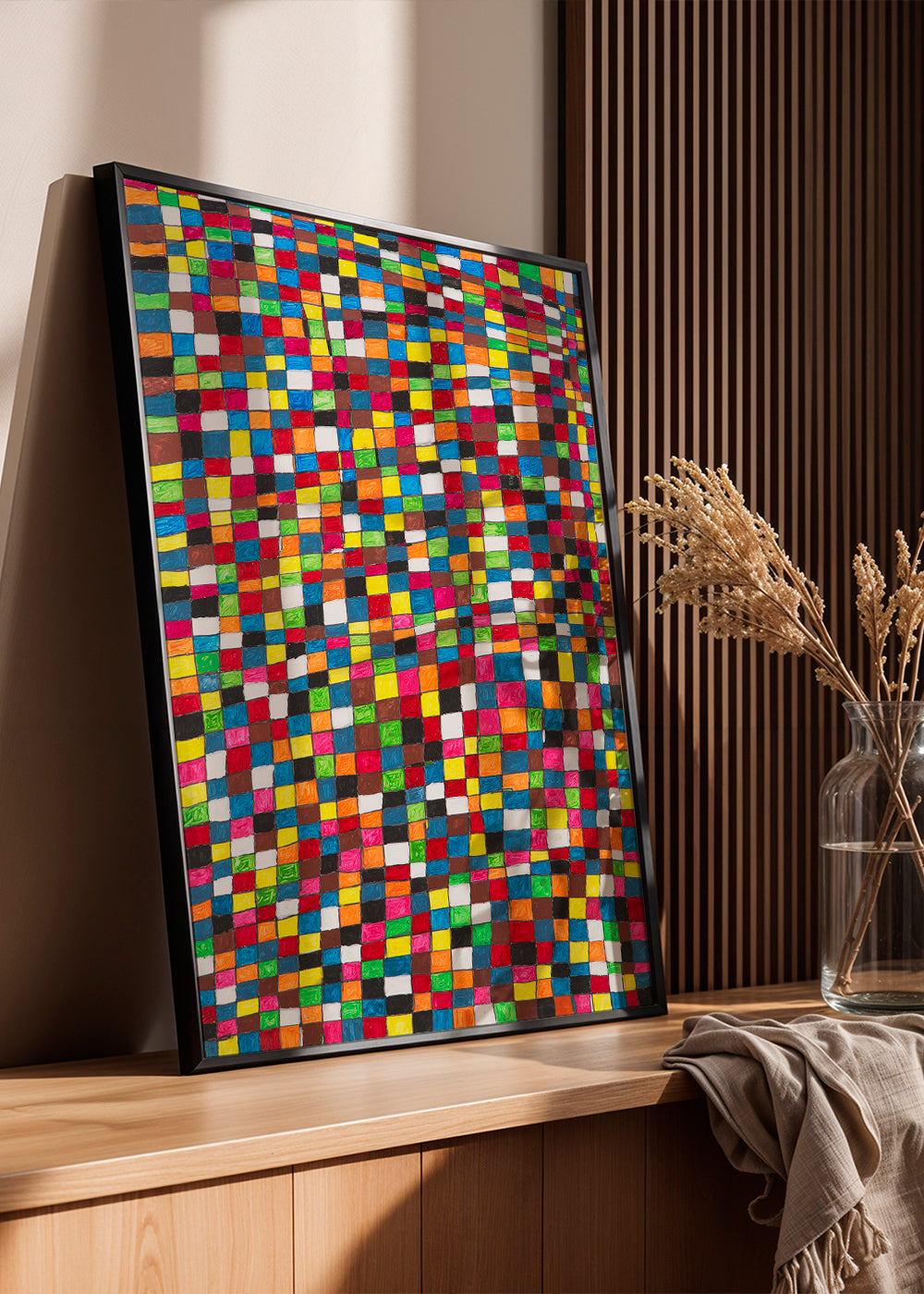 Geometrisk kunst: farverigt mosaikraster