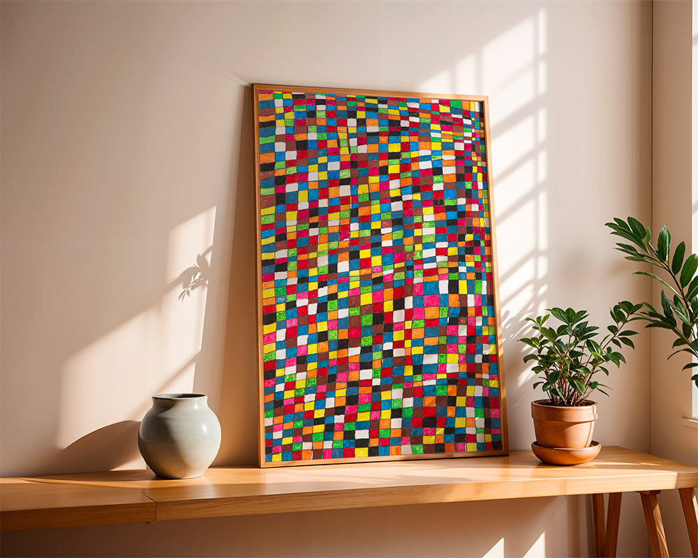 Geometrisk kunst: farverigt mosaikraster