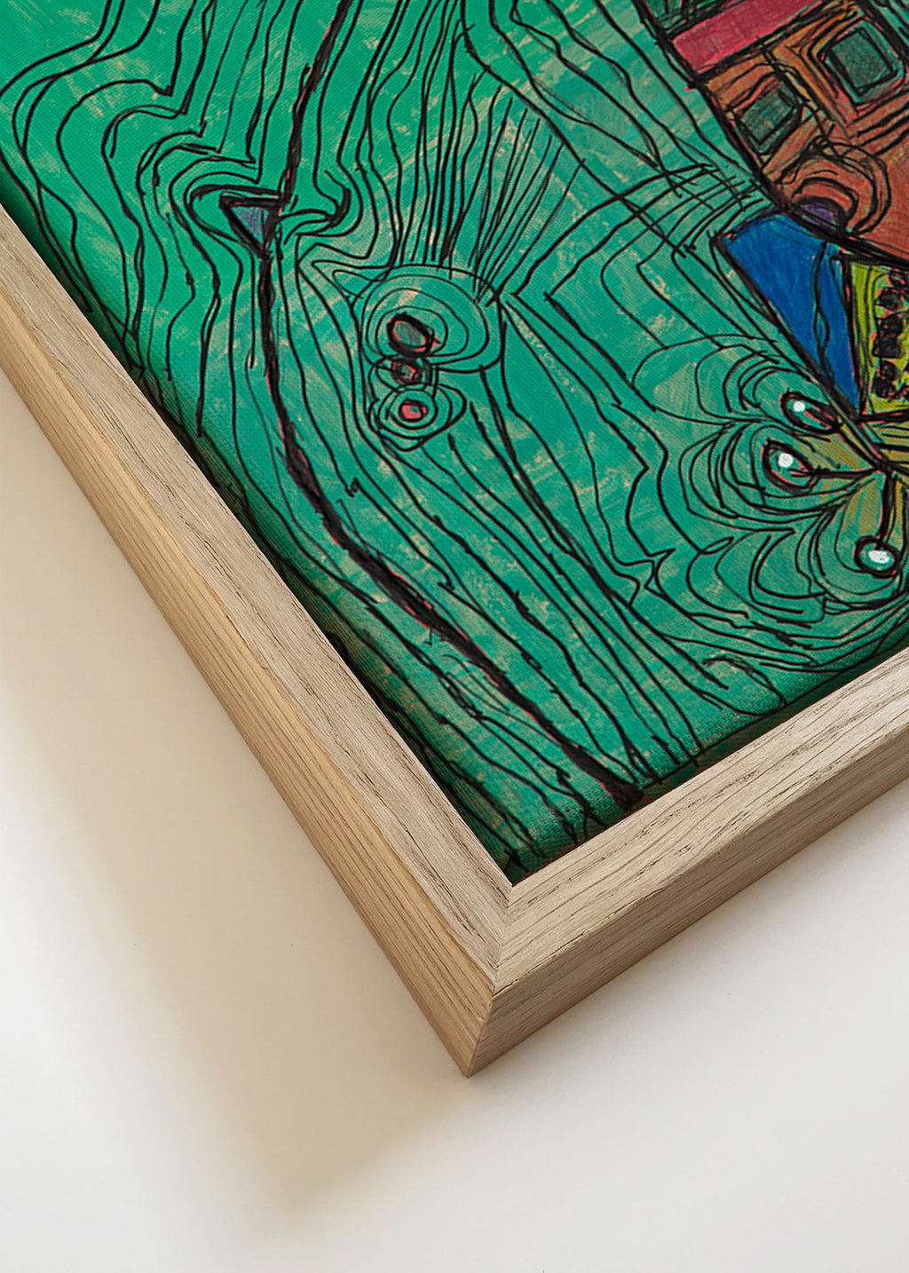 Legende illustration med figur på grøn baggrund – Canvas detail