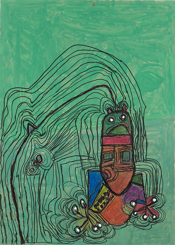 Legende illustration med figur på grøn baggrund