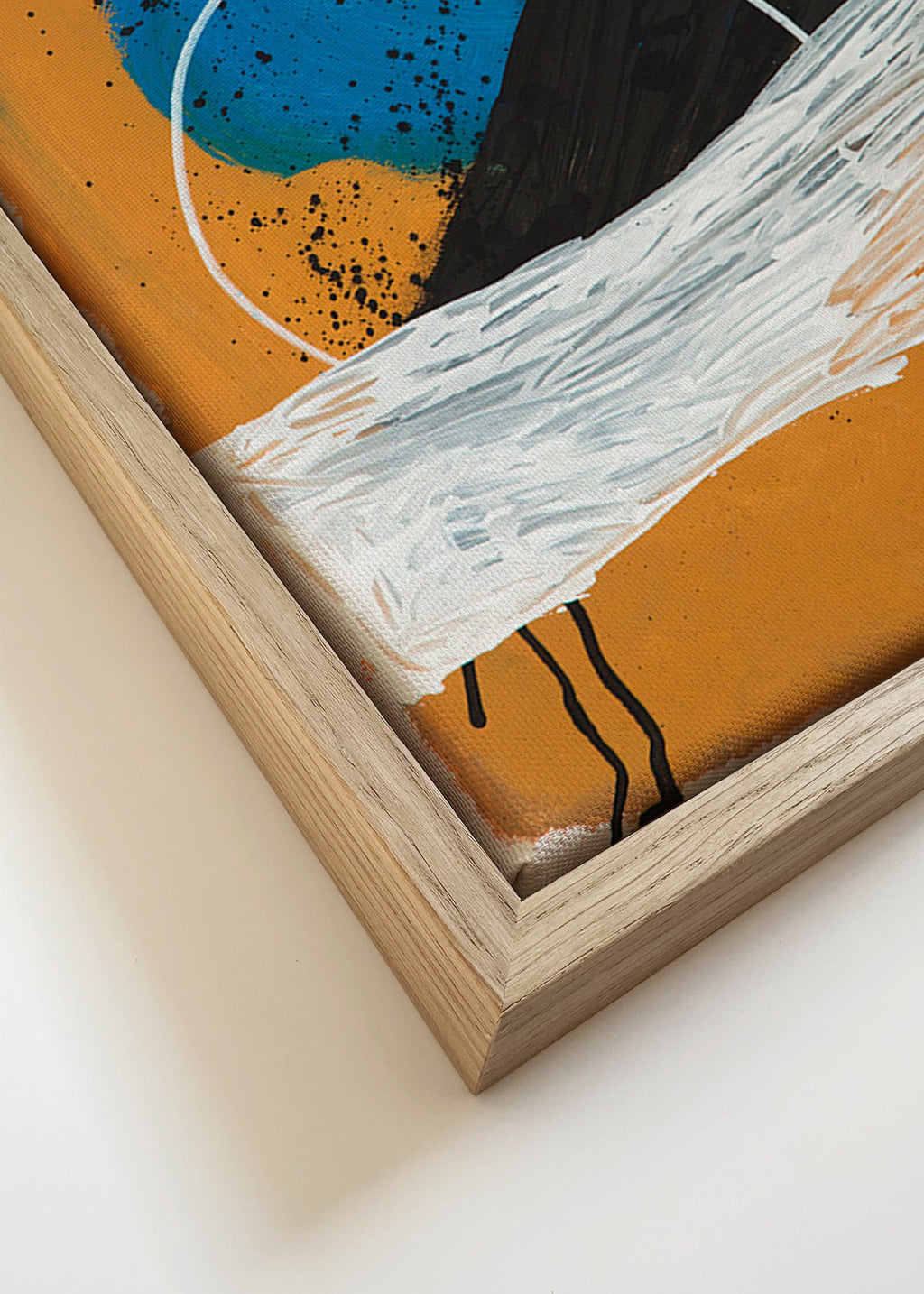 Abstrakt billede bue kyst i okker og blå – Canvas detail