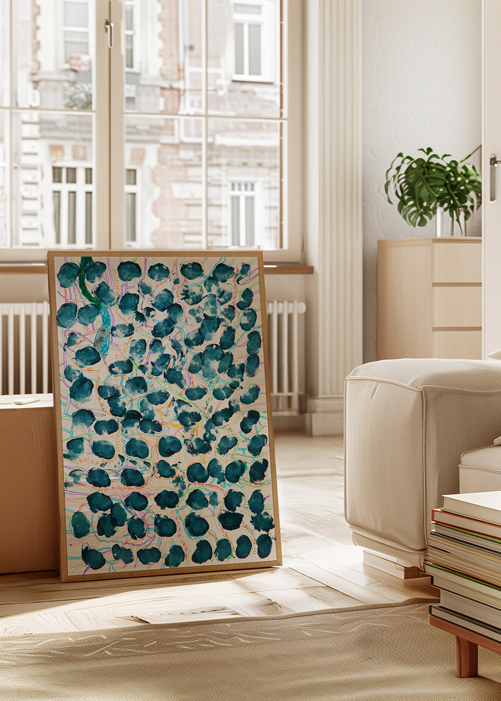 Abstrakt billede med mørkeblå pletter – Product1