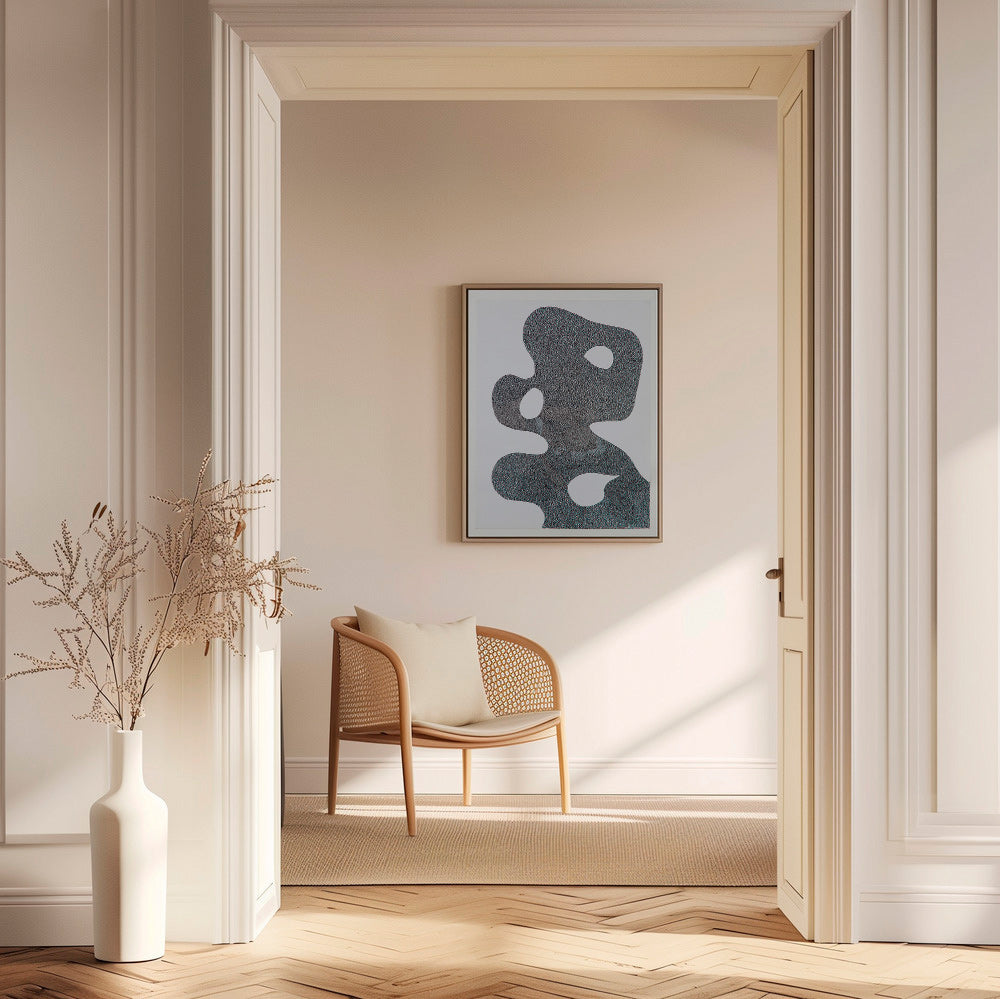 Prikket abstrakt værk med stor silhuet – Canvas1