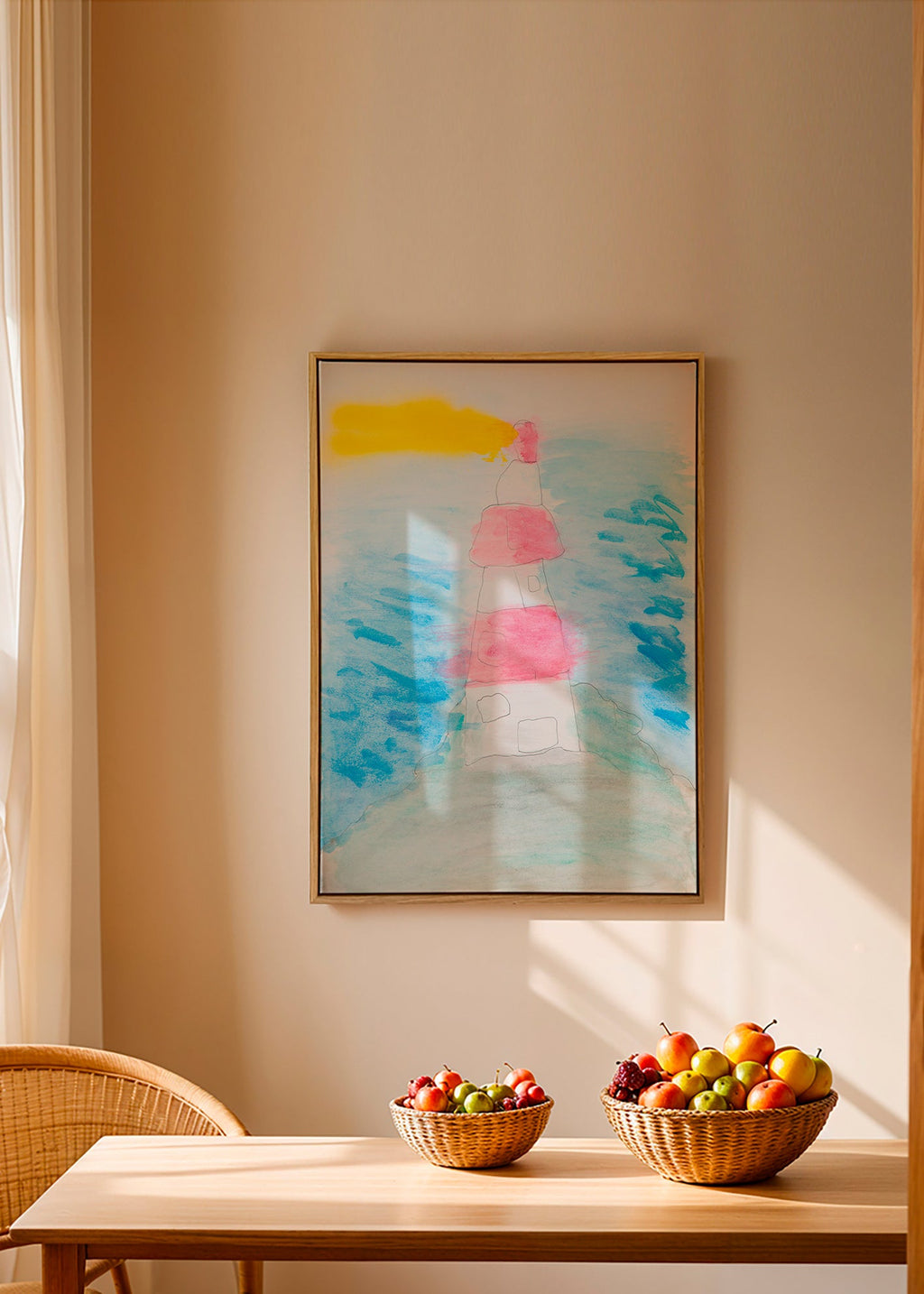 Landskabskunst: fyr i akvarel – Canvas1
