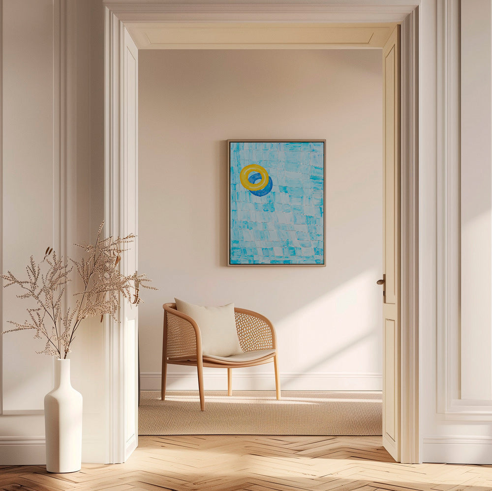 Minimalistisk plakat med gul bade-ring – Canvas1