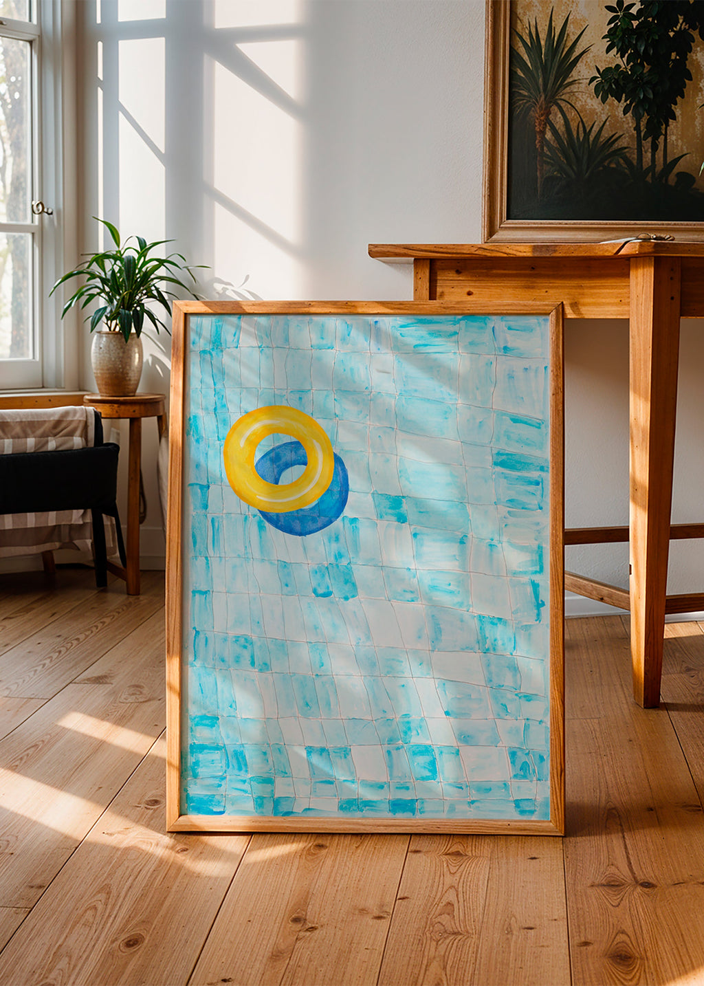 Minimalistisk plakat med gul bade-ring – Product1
