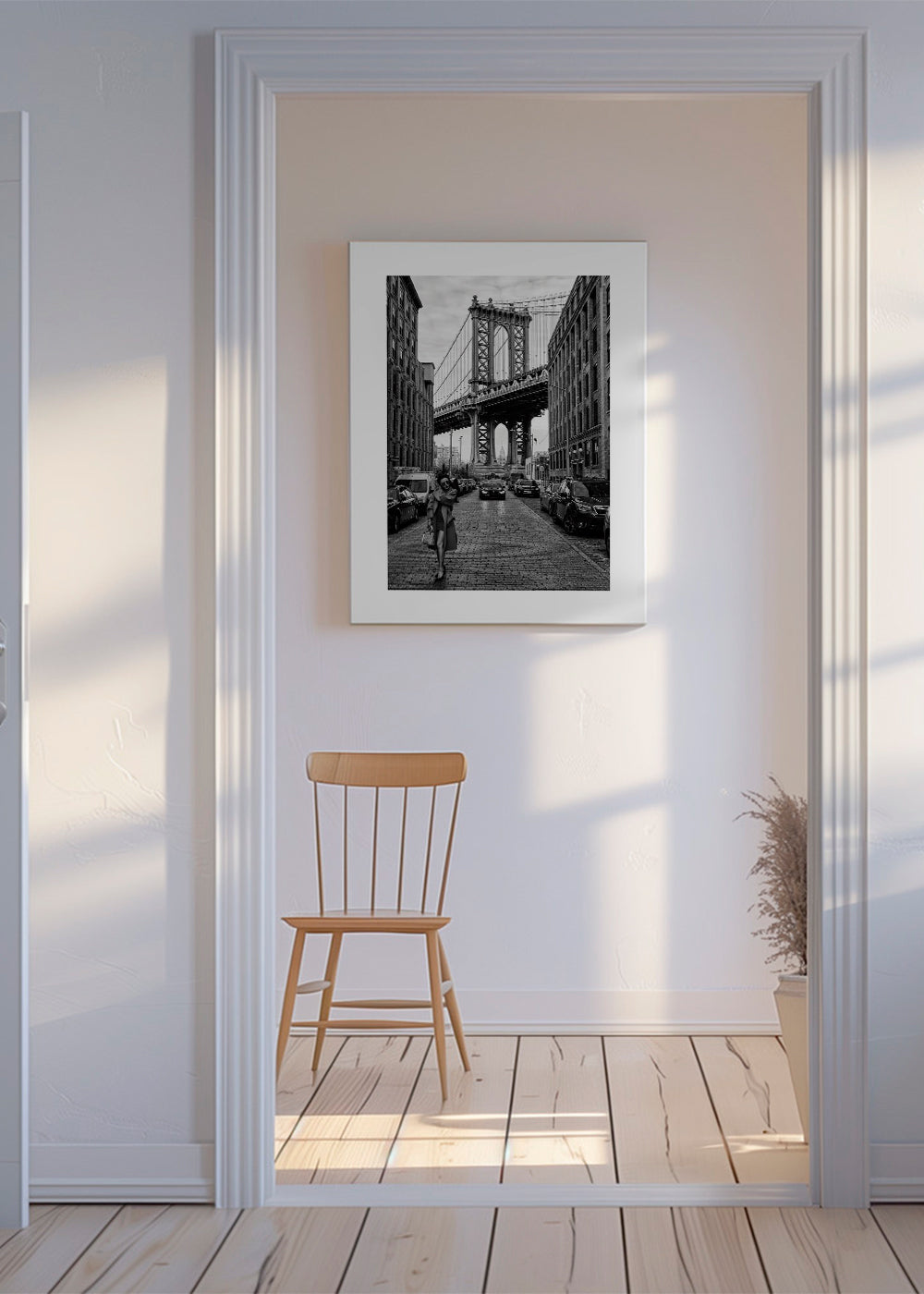 Køkkenkunst: bro og gade i sort-hvid