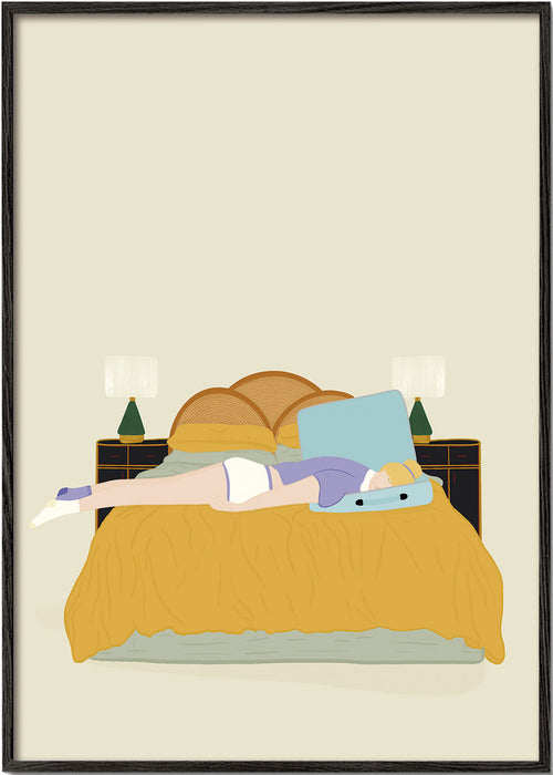 Illustration af person liggende i seng