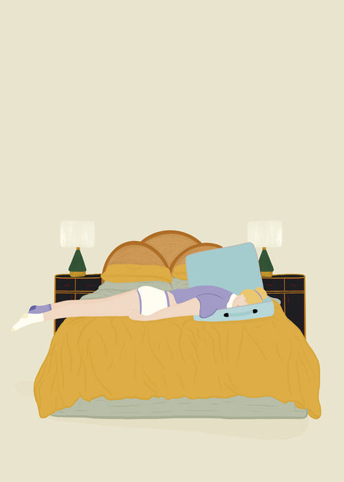 Illustration af person liggende i seng