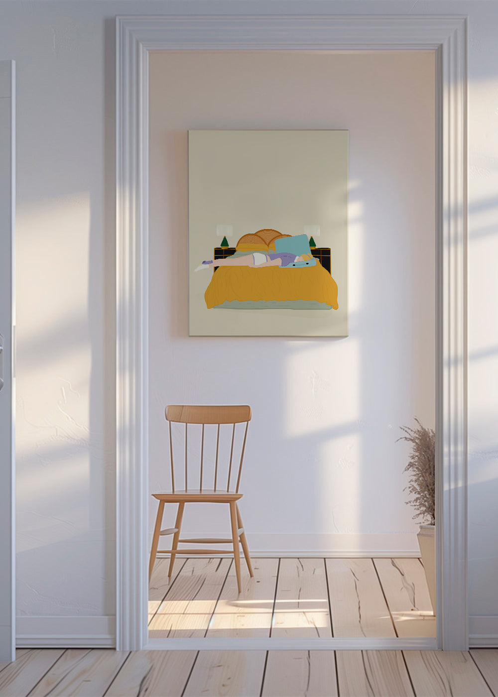 Illustration af person liggende i seng