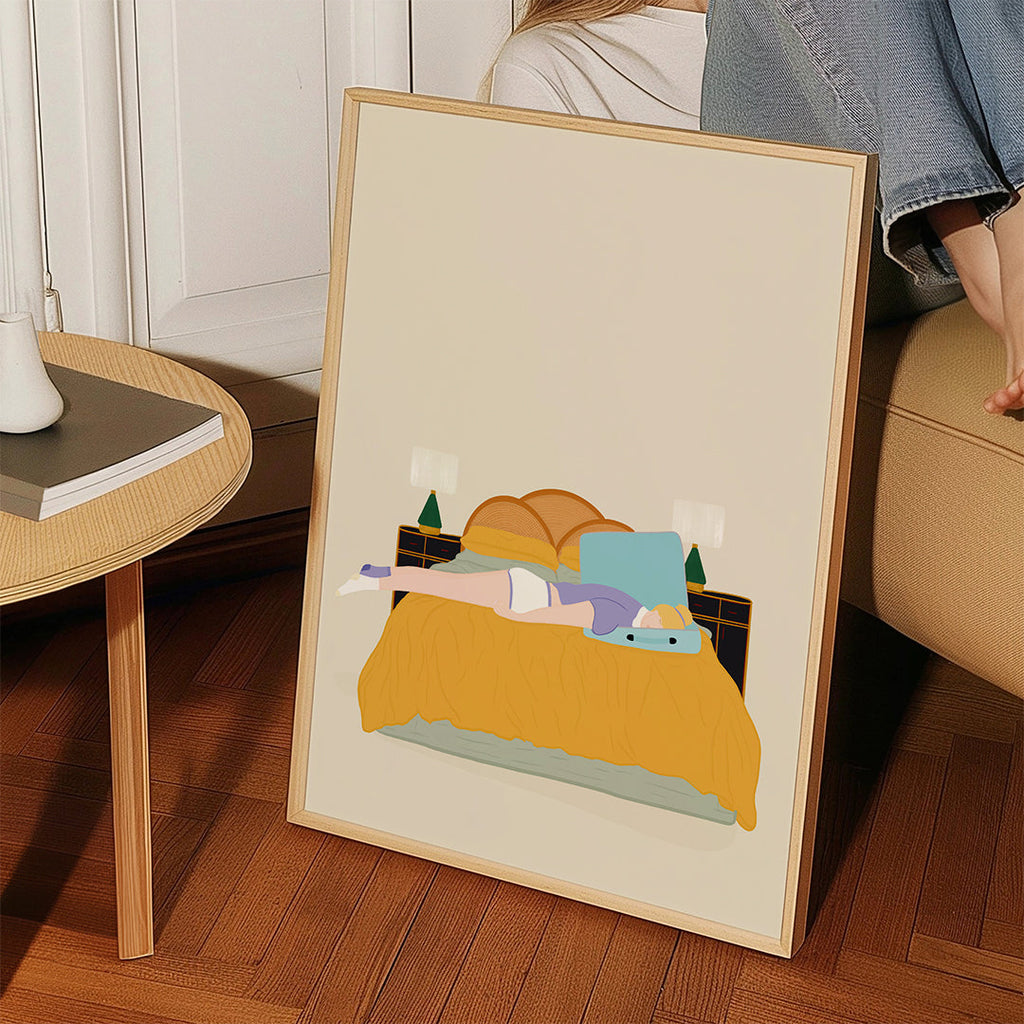 Illustration af person liggende i seng