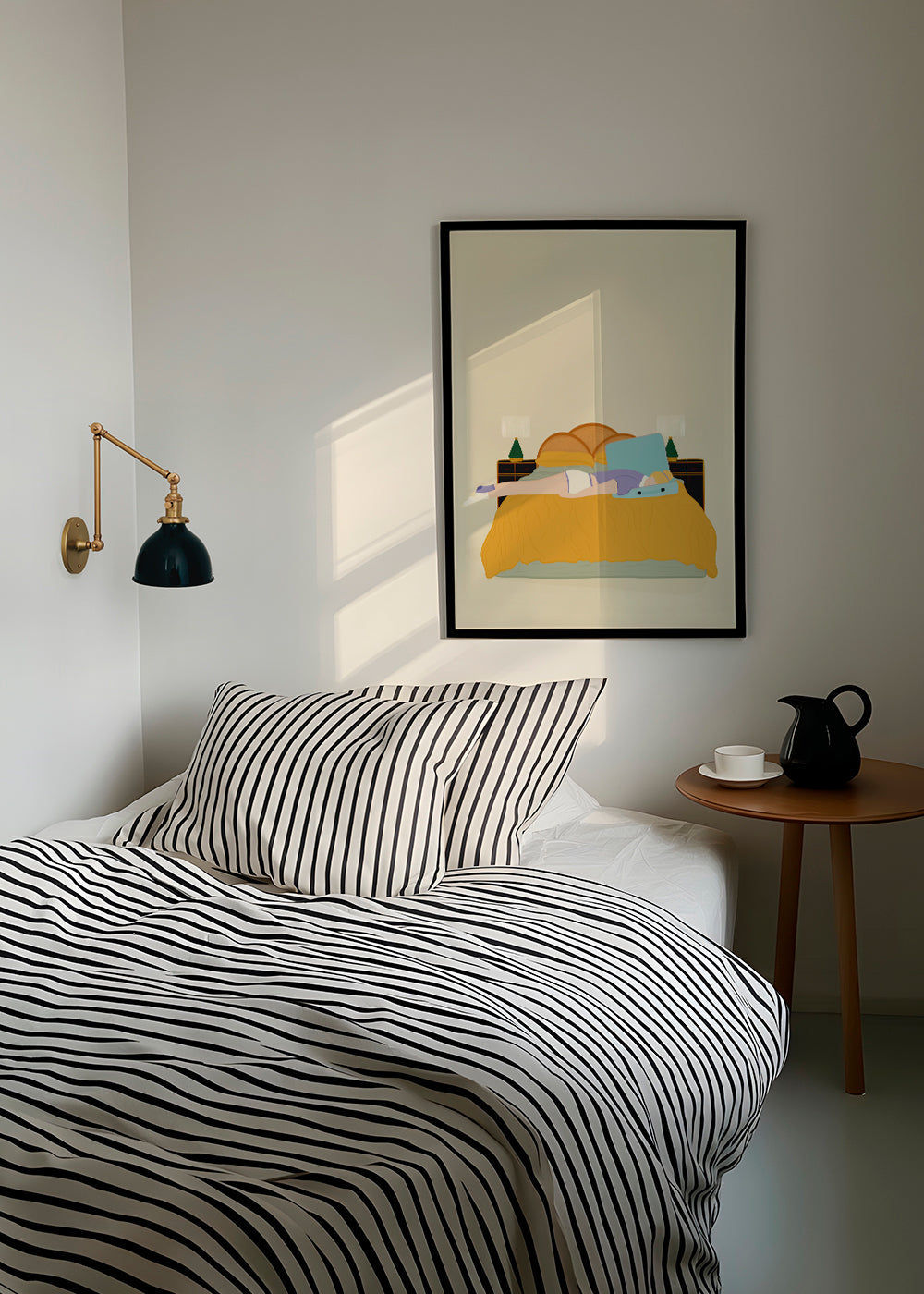 Illustration af person liggende i seng