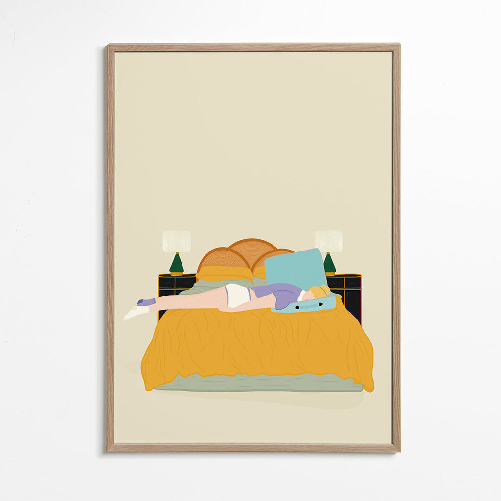 Illustration af person liggende i seng
